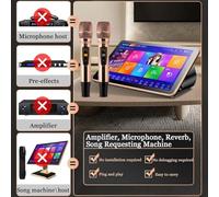 Portable Karaoke Player 3 in 1 Machine with18.5Inch CapacitiveTouch Screen, 2 Reverb Wireless Mic & Lyrics Display,4K Output, 600K Cloud Song Library,Desktop KTV(Black,8T)
