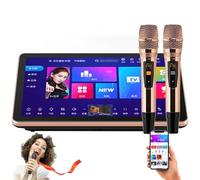 Portable Karaoke Player with Wireless Mic, 18.5 InchTouch Screen Intelligent Voice, Phone Remote & App Control, Cloud Song Download, KTV Singing Player for Home, Family, and Party Use Black-2T