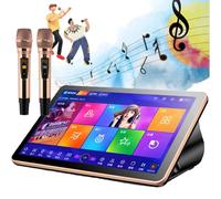 Portable Karaoke Player with Wireless Microphone, Touch Screen, Real-Time Scoring, Frees Song Downloads, Desktop KTV Machine, 5-in-1 Karaoke System