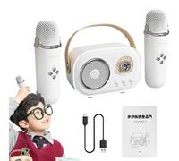 Portable Karaoke Speaker Microphone | Small Karaoke With Two Microphones,Portable Adults Singing Mic With Charging Cable For Travel