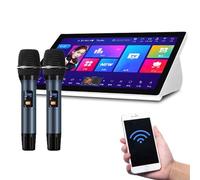 Portable Karaoke with 18.5-inch Capacitive Touch Screen, with Reverb And Amplifier Functions, 2 Wireless Reverb Microphones, Wifi+ Applications for Home Entertainment,3T