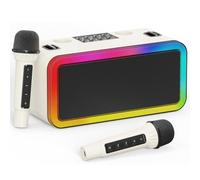 Portable Karaokee Machine 2 Microphones, Outdoor Bluetooth Speaker Karaoke Machine, Karaoke Microphone Machines Kids Adults Wireless PA TF Card/USB Sound Effect Light Outdoor/Indoor Home Party, Brown