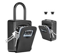 Portable Key Lock Box, Upgrade Clearly Visible Numbers, Lock Box Wall Mounted for House Key, 5 Key Capacity, Weatherproof Resettable Code (1 Pack, Black)