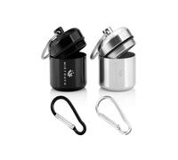 Portable Keychain Pill Holder Case - Discreet Waterproof Mini Pill Container Carrier with Strong Carabiners for Pocket Purse Travel Bags - Aluminum Alloy Pill Fob Box for Medicine Jewelry - 2 Pack