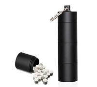 Portable Keychain Pill Holder Case, EFFIET 3 Compartments Metal Pocket Emergency Pill Container Dispenser Box Outdoor Medicine Bottle Tin for Daily Supplyment (Black)