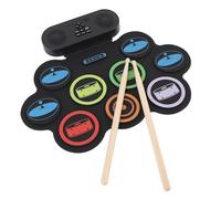 Portable Kids Drum Set with Dual Speaker Bluetooth MIDI Roll Up Drum Pad for Beginners, Headphone Jack, Rechargeable Battery, for Xmas,Birthday