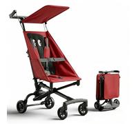 Portable Kids Pushchair, Feather-Light 2.8kg with One-Hand Quick Fold, Compact Travel Stroller for Airplane with Adorable Cartoon Design for Babies & Toddlers, 4 Colors red