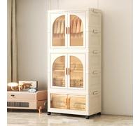 Portable Kids Wardrobe Closet with Folding Storage Bins Compact Baby Wardrobe Cabinet Space Saving Plastic Storage for Bedroom Living Room and Dorm Use.