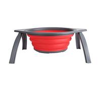 Portable Kitchen Silicone Folding Filter Basket Strainer with Holder for Washing Fruits Vegetables Pasta Drainer Red Grey Orange Grey (Red Gray)