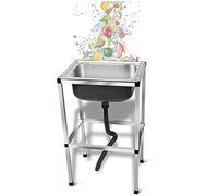 Portable Kitchen Sink, Stainless Steel Utility Sink, Freestanding Commercial Sink, Wash Basin Sink Outdoor Garden Sink, With Drainer Unit (Size : 48x35cm/18.8x13.7in)