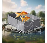 Portable Koi Fish Holding Tank - Heavy-Duty Grey Water Cistern for Aquaponics & Fish Viewing - 3x3x0.9m Temporary Pond for Aquatic Life