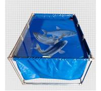 Portable Koi Fish Tank - Large 1.5x1x0.6m Foldable Canvas Pond with Clear Viewing Window, Drain Valve, PVC & Steel Frame for Easy Setup & Outdoor Use