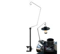 PORTABLE LAMP HOLDER HOOK - Lightweight camping light post, table lantern hanger | alloy hook arm with tripod base, easily folds for al ai use