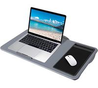 Portable Lap Desk Pillow Cushion Laptop Tray - Lightweight Anti Slip Air Flow Design - Built in Mouse Pad, Phone Slot, Wrist Rest - Fits upto 17 Inch Laptop (Grey)