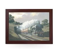 Portable Lap Desk Tray (60103 Flying Scotsman Steam Train) Handmade Wooden Frame, Beanbag Cushioned Bottom | Computers, Laptops, Meals, Food | L903 Brown