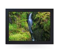Portable Lap Desk Tray (Aira Force Falls Glenridden Lake District) Handmade Wooden Frame, Beanbag Cushioned Bottom | Computers, Laptops, Meals, Food | L0007 Black