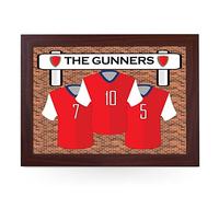 Portable Lap Desk Tray (Arsenal FC 'The Gunners') Handmade Wooden Frame, Beanbag Cushioned Bottom | Computers, Laptops, Meals, Food | L909 (Brown)