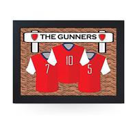 Portable Lap Desk Tray (Arsenal FC 'The Gunners') Handmade Wooden Frame, Beanbag Cushioned Bottom | Computers, Laptops, Meals, Food | L909 (Black)