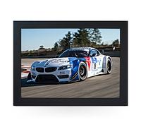 Portable Lap Desk Tray (BMW Z4 GT3) Handmade Wooden Frame, Beanbag Cushioned Bottom | Computers, Laptops, Meals, Food | L0211 Black