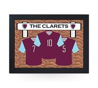 Portable Lap Desk Tray (Burnley FC 'The Clarets') Handmade Wooden Frame, Beanbag Cushioned Bottom | Computers, Laptops, Meals, Food | L911 (Black)