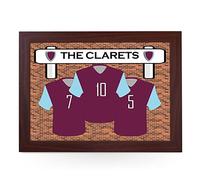 Portable Lap Desk Tray (Burnley FC 'The Clarets') Handmade Wooden Frame, Beanbag Cushioned Bottom | Computers, Laptops, Meals, Food | L911 (Brown)