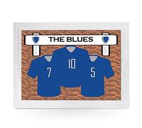 Portable Lap Desk Tray (Chelsea FC 'The Blues') Handmade Wooden Frame, Beanbag Cushioned Bottom | Computers, Laptops, Meals, Food | L912 (White)