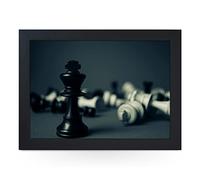 Portable Lap Desk Tray (Chess King) Handmade Wooden Frame, Beanbag Cushioned Bottom | Computers, Laptops, Meals, Food | L877 BLACK