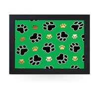 Portable Lap Desk Tray (Dog Paws Pattern) Handmade Wooden Frame, Beanbag Cushioned Bottom | Computers, Laptops, Meals, Food | L823 Black