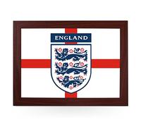 Portable Lap Desk Tray (England Three Lions) Handmade Wooden Frame, Beanbag Cushioned Bottom | Computers, Laptops, Meals, Food | L0230 Brown