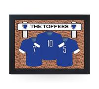 Portable Lap Desk Tray (Everton FC 'The Toffees') Handmade Wooden Frame, Beanbag Cushioned Bottom | Computers, Laptops, Meals, Food | L914 (Black)