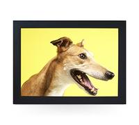 Portable Lap Desk Tray (Greyhound Dog) Handmade Wooden Frame, Beanbag Cushioned Bottom | Computers, Laptops, Meals, Food | L0098 Black