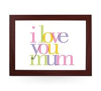 Portable Lap Desk Tray (I Love You Mum Typography) Handmade Wooden Frame, Beanbag Cushioned Bottom | Computers, Laptops, Meals, Food | L0226 Brown