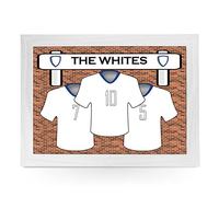 Portable Lap Desk Tray (Leeds United 'The Whites') Handmade Wooden Frame, Beanbag Cushioned Bottom | Computers, Laptops, Meals, Food | L921 (White)
