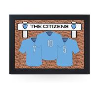 Portable Lap Desk Tray (Manchester City FC 'The Citizens') Handmade Wooden Frame, Beanbag Cushioned Bottom | Computers, Laptops, Meals, Food | L917 (Black)