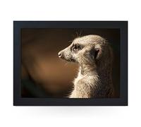 Portable Lap Desk Tray (Meerkat) Handmade Wooden Frame, Beanbag Cushioned Bottom | Computers, Laptops, Meals, Food | L0053 Black