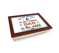 Portable Lap Desk Tray (Most Charming Dad/Father's Day) Handmade Wooden Frame, Beanbag Cushioned Bottom | Computers, Laptops, Meals, Food | L0739 Brown
