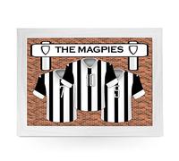Portable Lap Desk Tray (Newcastle United 'The Magpies') Handmade Wooden Frame, Beanbag Cushioned Bottom | Computers, Laptops, Meals, Food | L919 (White)