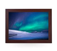 Portable Lap Desk Tray (Northern Lights) Handmade Wooden Frame, Beanbag Cushioned Bottom | Computers, Laptops, Meals, Food | L863 Brown