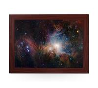Portable Lap Desk Tray (Orion Nebula Space) Handmade Wooden Frame, Beanbag Cushioned Bottom | Computers, Laptops, Meals, Food | L0130 Brown