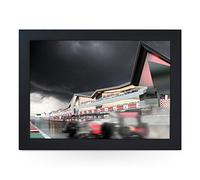 Portable Lap Desk Tray (Silverstone Motor Circuit) Handmade Wooden Frame, Beanbag Cushioned Bottom | Computers, Laptops, Meals, Food | L0243 Black