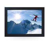 Portable Lap Desk Tray (Snowboarding Jump) Handmade Wooden Frame, Beanbag Cushioned Bottom | Computers, Laptops, Meals, Food | L114 Black