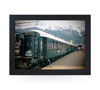 Portable Lap Desk Tray (Venice Simplon Orient Express Train) Handmade Wooden Frame, Beanbag Cushioned Bottom | Computers, Laptops, Meals, Food | L0189 Black