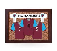 Portable Lap Desk Tray (West Ham 'The Hammers') Handmade Wooden Frame, Beanbag Cushioned Bottom | Computers, Laptops, Meals, Food | L925 (Brown)