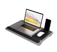 Portable Lap Desk Wood Laptop Tray with Cushion, Lightweight Laptop Stand for Bed Lap Tray with Built-In Mouse Pad, Wrist Rest, Phone Slot, Lap Stand for Sofa and Bed, Grey
