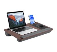 Portable Lap Desk Wood Laptop Tray with Cushion, Lightweight Laptop Stand for Bed Lap Tray with Built-In Mouse Pad, Wrist Rest, Phone Slot, Lap Stand for Sofa and Bed
