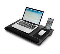 Portable Lap Desk Wood Laptop Tray with Cushion, Lightweight Laptop Stand for Bed Lap Tray with Built-In Mouse Pad, Wrist Rest, Phone Slot, Lap Stand for Sofa and Bed