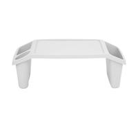 Portable Lap Tray - Multipurpose Laptop Desk TV Tray with Storage Compartments - Lightweight Bed Table for Breakfast & Dinner - Durable Plastic Activity Table for Kids - White