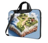 Portable Laptop Bag Shockproof Light Laptop Case Inner Storage Pockets with Exquisite Block World Print, Black, 15.6 inch