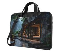 Portable Laptop Bag Shockproof Light Laptop Case Inner Storage Pockets with Exquisite Breezes of the Mountain Print, Black, 13 inch