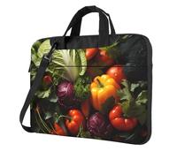 Portable Laptop Bag Shockproof Light Laptop Case Inner Storage Pockets with Exquisite Lots of fresh vegetables Print, Black, 14 inch